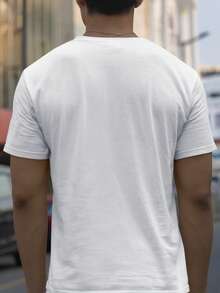 Maglietta estiva da uomo in misto cotone, casual a girocollo, tessuto a maglia con microstretching, design stampato, vestibilità regular, t-shirt a maniche corte traspirante per abbigliamento casual