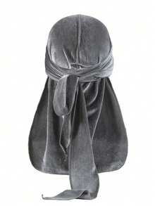 1件男士纯色天鹅绒头巾，带保暖内衬 - 可调节松紧带，佩戴稳固，柔软透气，冬季保暖头饰，海盗风格设计，适合运动、户外活动和休闲穿着。海盗帽，海盗服装