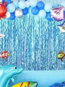 1/2/4件蓝色飘带派对装饰、蓝色流苏背景、蓝色生日装饰、冰雪奇缘生日派对装饰、海洋派对装饰、海底派对装饰、泳池沙滩派对装饰、海洋派对装饰 - 藍色 - 查看 10