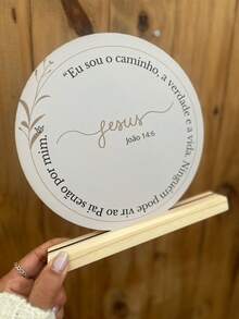 Placa Jesus Versículo Eu Sou o Caminho Versículo João 14:6 Placa Religiosa Jesus - Bege - Visão 5