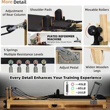 Pilates Reformer Machine Rubber Wood Pilates Bed Exercise Strength Training Foldable Reformer Equipment For Studio Home Gym Yoga Workout Mute Pilates Chair
