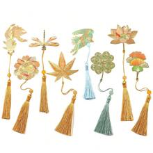 AHLGCAFT 1 件优雅枫叶书签带流苏，是送给家人和朋友的精致小礼物，学校用品，返校