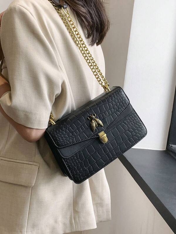 Fashionable Crocodile Embossed Luxury Women's Party Model Chain Strap Versatile Shoulder/Crossbody Bag