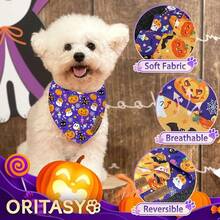 Pink Dog Bandanas, Cute Ghost-Pack Reversible Pet Scarves, Premium Fabric, Pumpkin Bandana Boys Girls Dogs (X-Large, Style)