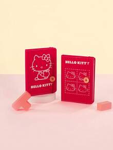 1pc Genuine  Fabric Hardcover A6 Notebook, Cartoon Cute Kitty Colorful Pages, Button Decorated Journal, Stationery Gift For Kids Back To School - Multicolor - View 1