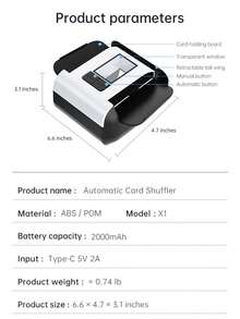 1pc Automatic Card Shuffler - One-Press AUTO & Manual Mode, Electric Shuffling Machine For 1-2 Decks, Low Noise, Rechargeable & Portable Shuffler Machine For Poker, UNO, Blackjack, Skip-Bo, Phase 10 - Automatic Card Shuffler - View 11