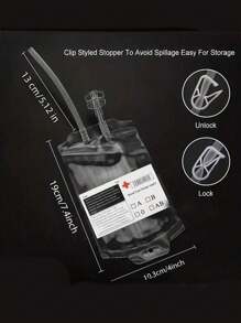 2/3/5pcs Blood Bag Dual Straw Drink Pouches, Halloween Blood Bag Universal - Clear - View 3