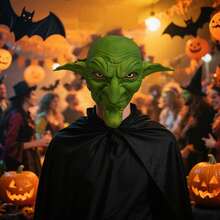 Halloween Headwear Green Monster Face Covering Realistic Facewear Cosplay Costume Accessories For Adults - Green - View 1