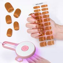 BETE 凝胶指甲贴套装，20 片凝胶指甲贴纸，半固化凝胶指甲贴，持久沙龙品质，包含 LED 灯、指甲锉、水晶棒，适用于在美甲练习期间保护天然指甲，月光辉彩适合女性和女孩的日常聚会 - 彩色 - 查看 12