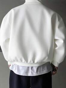 Men's Fashion Streetwear "Trust No One" Letter & Contrast Color Print Decor, Minimalist Versatile Soft Fabric, Suitable For All Seasons - White - View 3