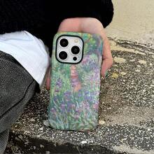 Glossy 2-In-1 Phone Case Featuring Oil Painting Flowers Inspired By Monet, Designed For Iphone17, 16 Pro Max, 15 Pro, 13, 11, 12, XS, 8 Plus, And 7 With Double Layer Protection. - trắng - Xem 6