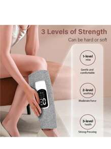 Masajeador de presión de aire para pantorrilla, dispositivo de masaje con calefacción, masajeador de rodilla con calefacción, diseñado para relajación muscular y circulación, adecuado para hombres, mujeres y personas mayores, blanco, negro