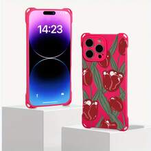 Funda para teléfono El diseño de patrón de flores rojas con cuatro esquinas para colgar la funda para teléfono S es adecuada para 15 Plus 14 Pro 16 13 12 Fundas blandas impresas de TPU - Colores mixtos 1 - Ver 4