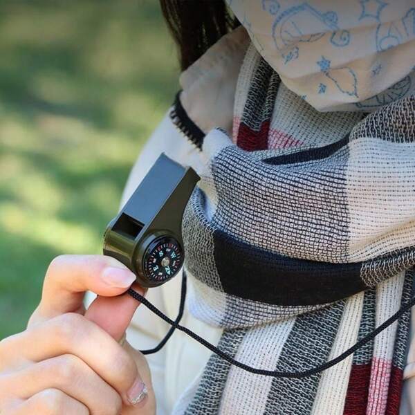 3pcs Tactical 3-In-1 Outdoor Whistle - Comes With Compass Function,,Waterproof, High Decibel & Compact For Hiking/Camping