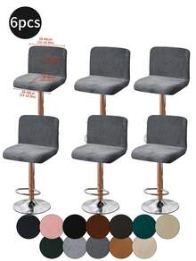 1pc/4pcs/6pcs Silver Fox Plush Low Back, Solid Color Elastic Full Wrap Low Back Chair Cover, Soft & Skin-Friendly Anti-Dirty Low Back Chair Slipcover, Suitable For Dining Room, Study, And Other Chair Decoration, Room Decor - Multicolor - View 11