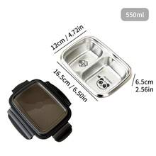 1 件装多格 304 不锈钢午餐盒，带透明盖，便携式分隔便当盒，带有可爱熊图案，保温午餐盒，大容量防漏水果沙拉食品储存容器，带 2/3 个隔层，适合学生和成人在家中、学校、宿舍、办公室、户外露营、野餐、旅行、上学时使用 - 彩色 - 查看 16