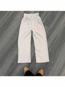 New Popular Five-Pointed Star Printing Series Teen Couple Casual Fake Two-Piece Wide-Leg Pants - 灰色 - 查看 3