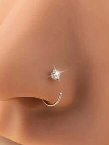 1 peça de piercing de nariz minimalista em formato de garra de prata e zircônia, estilo unissex