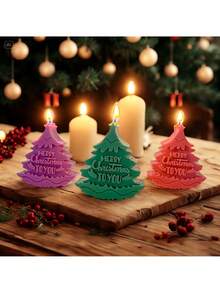 1 pieza Molde de vela de árbol de Navidad, Feliz Navidad, Manualidades DIY de yeso jabonoso y resina para decoraciones de fiesta de Navidad y regalos creativos