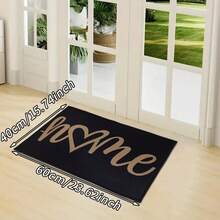 1 件装“欢迎”心形门垫 - 可机洗，黑色底金色书法，适用于玄关、厨房、客厅和卧室装饰，聚酯纤维材质，长方形，可用作前门垫、户外花园装饰垫、浴室厨房装饰垫、厨房地毯 - 彩色 - 查看 15