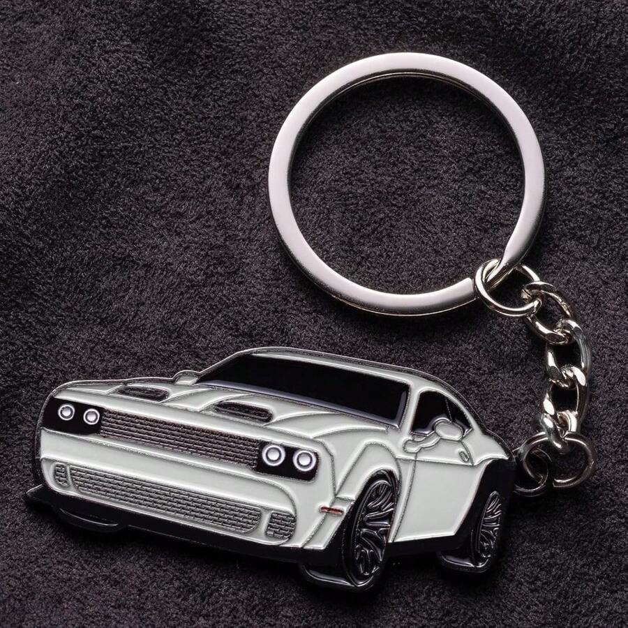 Dodge Challenger Keychain - Premium SRT/SXT Key Chain Accessories - Stylish Car Keys Holder For Challenger Enthusiasts - White - View 1