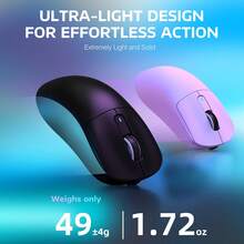 ATTACK SHARK X3 Wireless Gaming Mouse, 49g Ergonomic Design, 3-In-1 Connection, PAW3395 26000 DPI Optical Sensor, 200h Battery Life, Programmable Buttons, PC/Notebook Accessory - Black - View 2