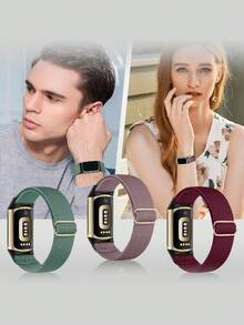[3 Gói] Dây đeo thay thế bằng nylon siêu co giãn cao cấp – Dây đeo thể thao đàn hồi mềm mại, thoáng khí và có thể điều chỉnh – Dây đeo cổ tay thời trang và thoải mái tương thích với Fitbit Charge 6 / Fitbit Charge 5 – Hoàn hảo cho cả nam và nữ (Thiết kế nhẹ và bền) - Fitbit Charge 5/6 - Xem 2