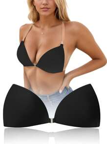 Sujetador pegajoso de push up para mujeres, sujetador adhesivo invisible sin tirantes para vestidos sin espalda