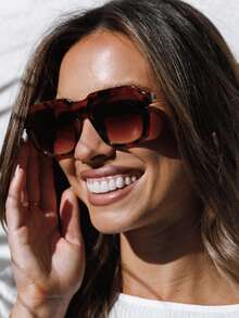 1 件时尚复古户外配饰，时尚沙滩派对装饰女士方形女士时尚眼镜 - 彩色 - 查看 6