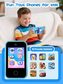 Smartphone per bambini per ragazze e ragazzi, regalo di compleanno per ragazze di età compresa tra 3 e 10 anni, giocattolo telefono cellulare per bambini, schermo touch da 2,8", telefono giocattolo per apprendimento e gioco per bambini piccoli con fotocamera doppia, giochi e lettore musicale