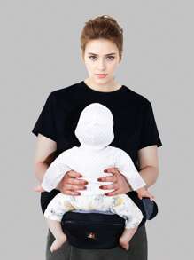 rooya baby 1pc Baby Black Waist Stool Infant Carrier Backpack Lightweight Breathable Sitting Stool Hipseat 2-In-1 Carrying Front Back Wear Baby Carrier For Newborns, Suitable For Outdoor Daily Use