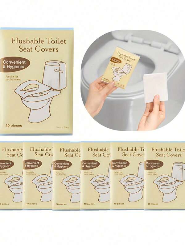 10pcs/50pcs Dissolvable Disposable Toilet Seat Covers, Suitable For Travel & On The Go