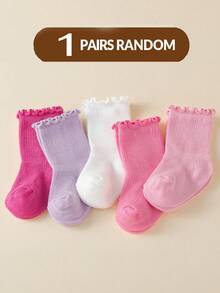 5 双女婴柔软袖口免烫荷叶边公主袜，0-5 岁