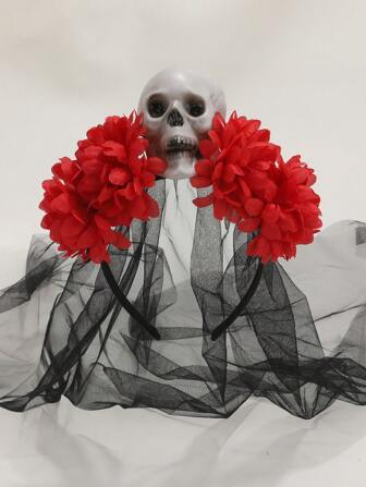 1pc Women Halloween Floral Sugar Skull Print Headband