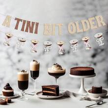 A Tini Bit Older Themed Glittering Birthday Banner Will Add A Glamorous Touch To Your Espresso Martini Birthday Party And Celebrate The Tipsy Moments! - Coffee Brown - View 6