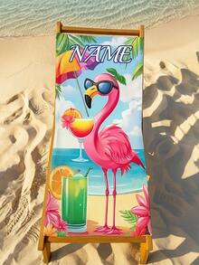 1pc Personalized Name Flamingo Hawaii Beach Towel - Super Absorbent Quick-Dry Microfiber, Anti-Sand, Vibrant Tropical Print With Flamingo & Palm Trees, Perfect For Pool, Beach, Camping, Surfing, Personalized Beach Towel, Poolside Accessory, Summer Style, Microfiber Quality, Absorbent Fabric, Surfing Gear, Hawaiiinspired Design, Antisand Material, Vacation Essentials - Multicolor - View 8