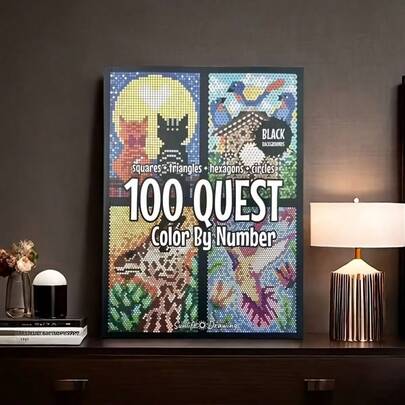 1pc 100 QUEST Color By Numbers Book,Adult Digital Coloring Diy Exploration Activity Book Coloring Book, Which Can Be Used As Gifts For Holidays, Birthdays, Christmas,Back To School,School Supplies