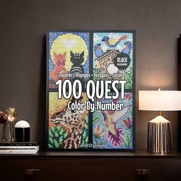 1pc 100 QUEST Color By Numbers Book,Adult Digital Coloring Diy Exploration Activity Book Coloring Book, Which Can Be Used As Gifts For Holidays, Birthdays, Christmas,Back To School,School Supplies