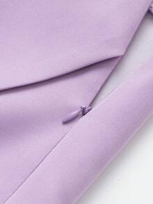 女士时尚休闲纯色不对称裹身短裤裙，简约时尚裙裤 - 紫羅蘭色 - 查看 5