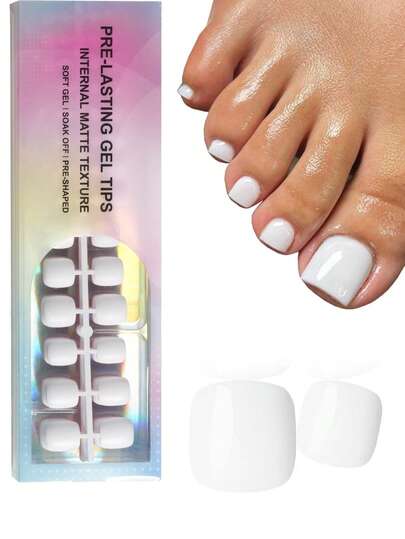 150pcs Toe Nail Stickers - Soft Gel Matte Solid Color Short Toe Nails, Suitable For Women Summer Nail Art Decoration, Press-On Nail Stickers, Nail Art Supplies