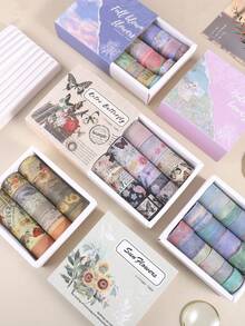 20卷/盒，复古期刊和纸胶带套装，DIY相册，日记装饰贴纸，创意遮蔽胶带，剪贴簿装饰，手工装饰，工艺装饰拼贴条