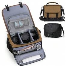 Bolsa para Cámara DSLR/SLR/Mirrorless Mochila para Cámara Fotografica Estuche Cámara con Soporte para Trípode Impermeable Protección Integral Canon Nikon  Pentax SLR - Marrón - Ver 2