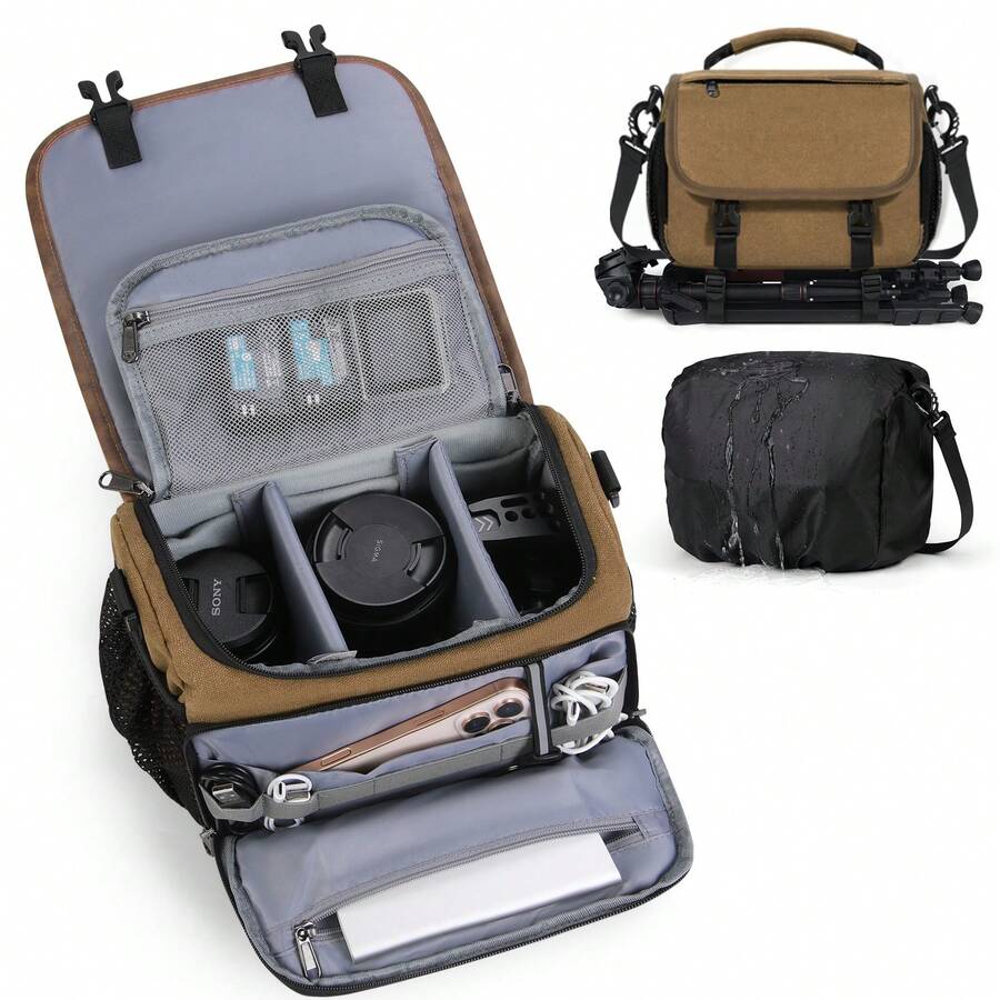 Bolsa para Cámara DSLR/SLR/Mirrorless Mochila para Cámara Fotografica Estuche Cámara con Soporte para Trípode Impermeable Protección Integral Canon Nikon  Pentax SLR