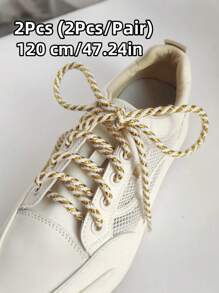 2 件金属编织鞋带，涤纶编织圆形鞋带，彩色双色黑白红黄蓝