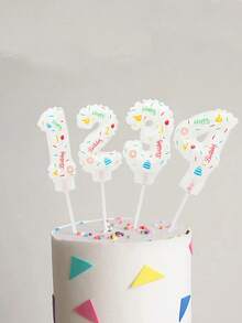 1个迷你生日派对气球装饰牌，蛋糕气球标签，迷你数字气球，彩色数字气球，适用于蛋糕装饰、派对装饰、花束装饰、生日装饰、拍照道具、圣诞节 - 彩色 - 查看 7