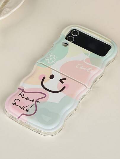 Expression Classic Wave Anti-Fall Colorful Joyful Happy Graffiti Phone Case Compatible With Samsung Galaxy Z Flip 5 Z Flip6 Flip 3 Z Flip4 5G Soft Cover Waterproof Shockproof Scratch Resistant