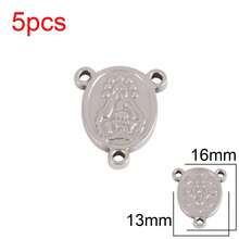 5 件不锈钢宗教吊坠圣母玛利亚饰品耶稣基督教护身符吊坠适用于 DIY 珠宝制作配件