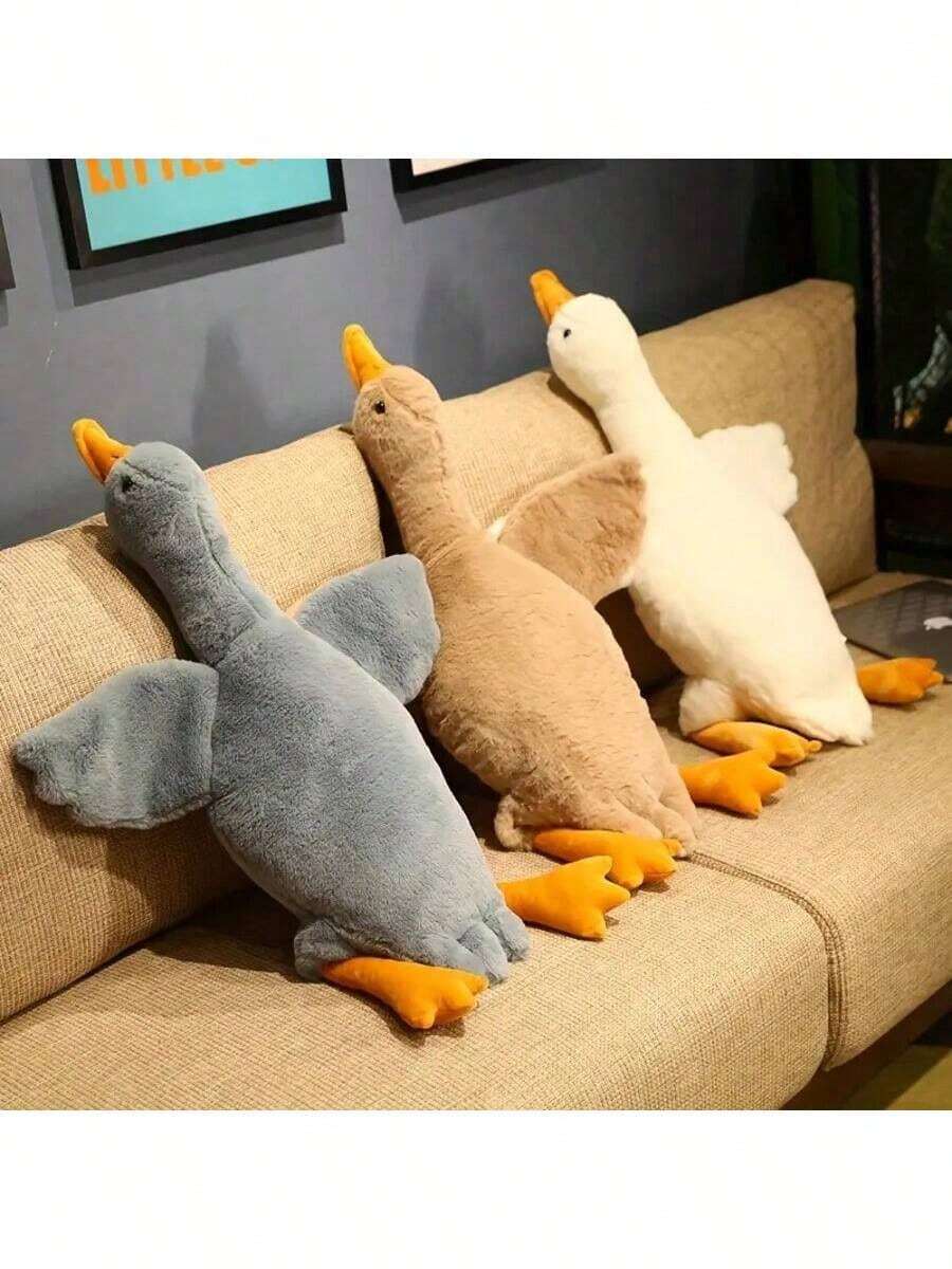 1 件白色/灰色/棕色软鸭毛绒玩具，狗狗伴侣玩具，缓解狗狗能量，适合大、中、小型宠物 - 棕色 - 查看 1