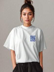 Camiseta Camisa Jesus Messias Salvador Frase Evangélica Jesus Grande - Branco - Visão 3