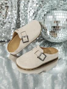 Soft Cork Thick Sole Mule Slippers, Comfortable Slip-On Sandals, Retro Casual Closed Toe Slippers For Students, Summer Wear (Size Runs Small, Suggest Ordering One Size Up)